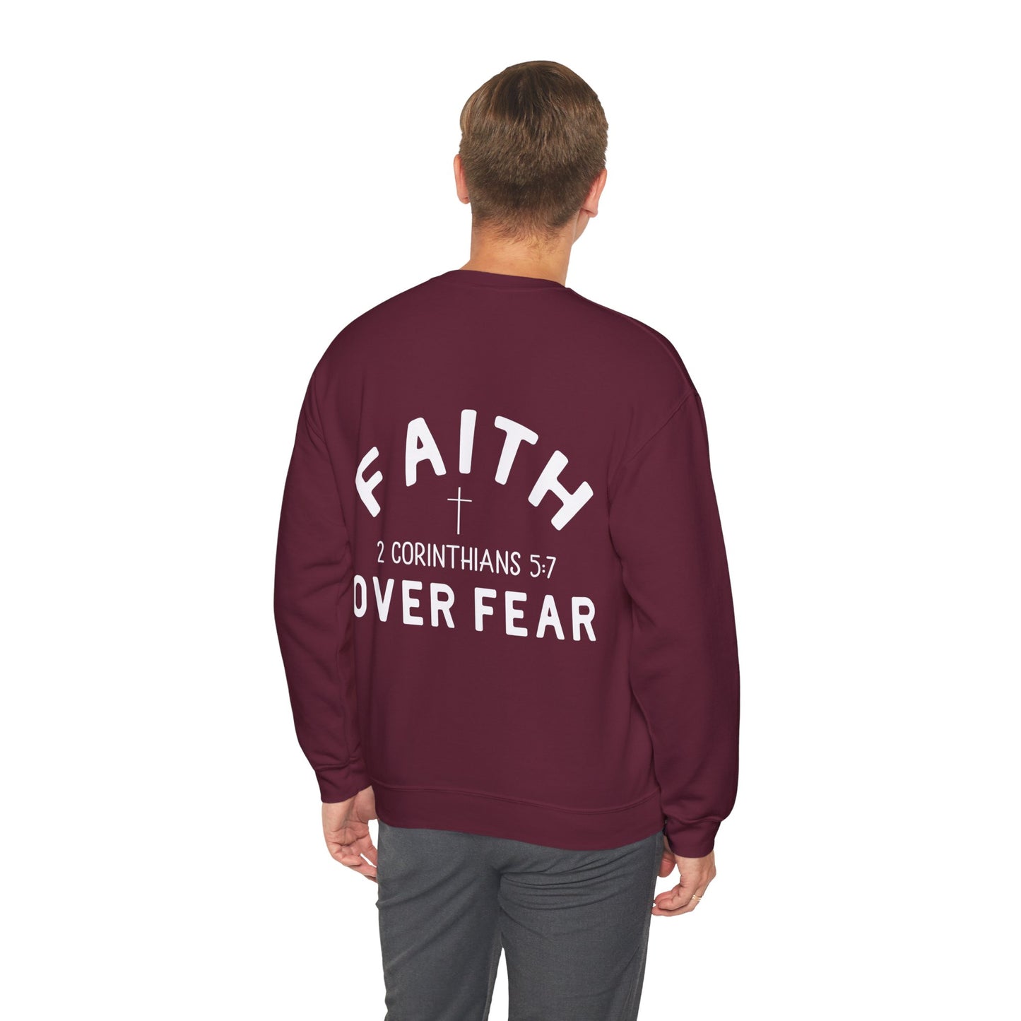 Faith Over Fear 3 Crosses  Unisex Heavy Blend™ Crewneck Christian Sweatshirt