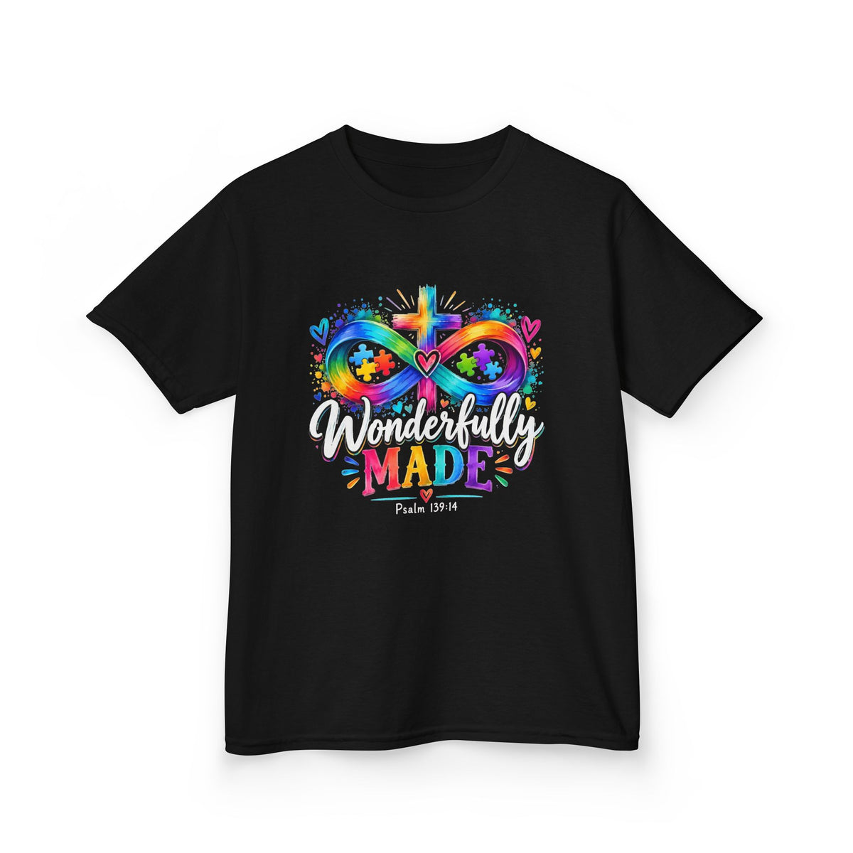 Youth Autism Awareness T-Shirt — Rainbow Infinity Heart "You’re Proud, You’re Made" Graphic Tee