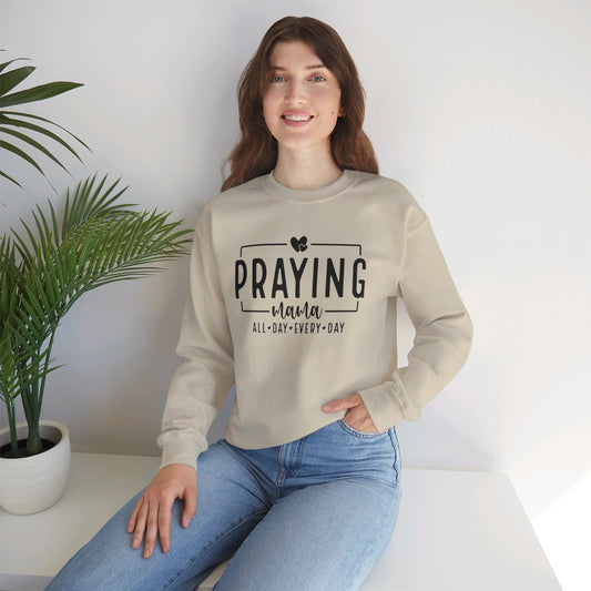 Praying Mama All Day Every Day Women's Heavy Blend™ Crewneck Christian Sweatshirt