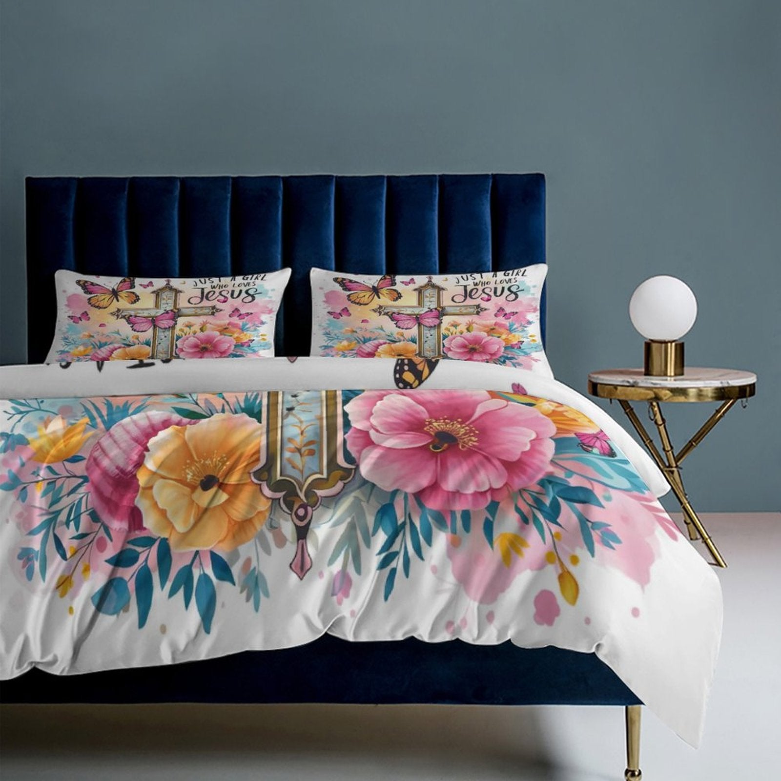 Just A Girl Who Loves Jesus 3-Piece Christian Comforter Bedding Set-86"×70"/ 218×177cm SALE-Personal Design