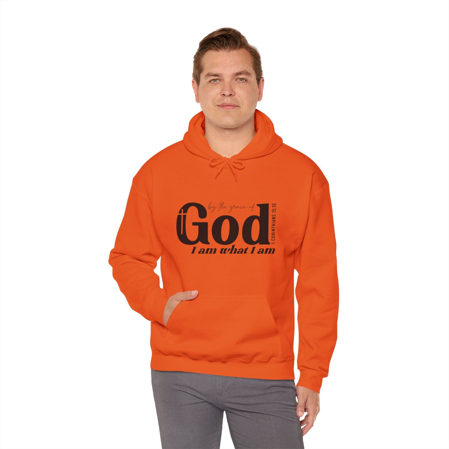 1 Corinthians 15:10 By The Grace Of God I Am What I Am Unisex Christian Pullover Hooded Sweatshirt