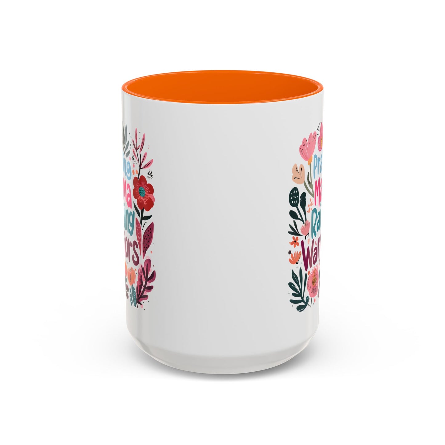 Floral Inspirational Coffee Accent Mug - Praying Mama Raising Warriors, Gift for Moms, Mother's Day Mug, Motivational Cup, Unique Kitchenware