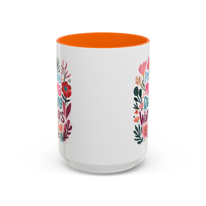 Floral Inspirational Coffee Accent Mug - Praying Mama Raising Warriors, Gift for Moms, Mother's Day Mug, Motivational Cup, Unique Kitchenware
