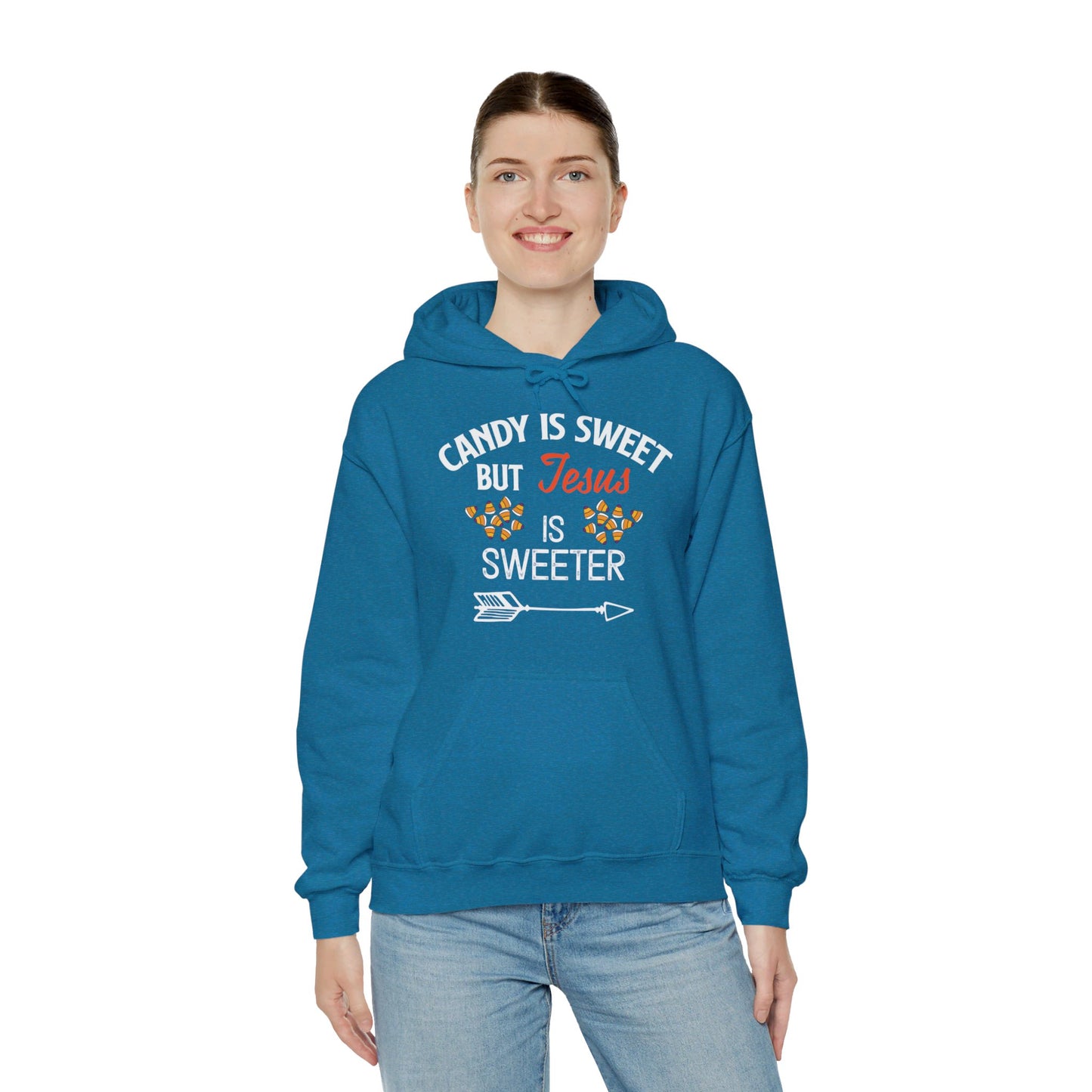 Candy Is Sweet Jesus Is Sweeter Halloween Unisex Christian Pullover Hooded Sweatshirt