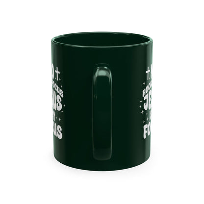 Halloween Mug - "No Hocus Pocus, Jesus Is My Focus" Christian Ceramic Coffee Cup
