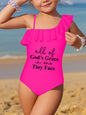 All Of His Grace In One Tiny Face Kid's Christian Swimsuit - ClaimedbyGodDesigns