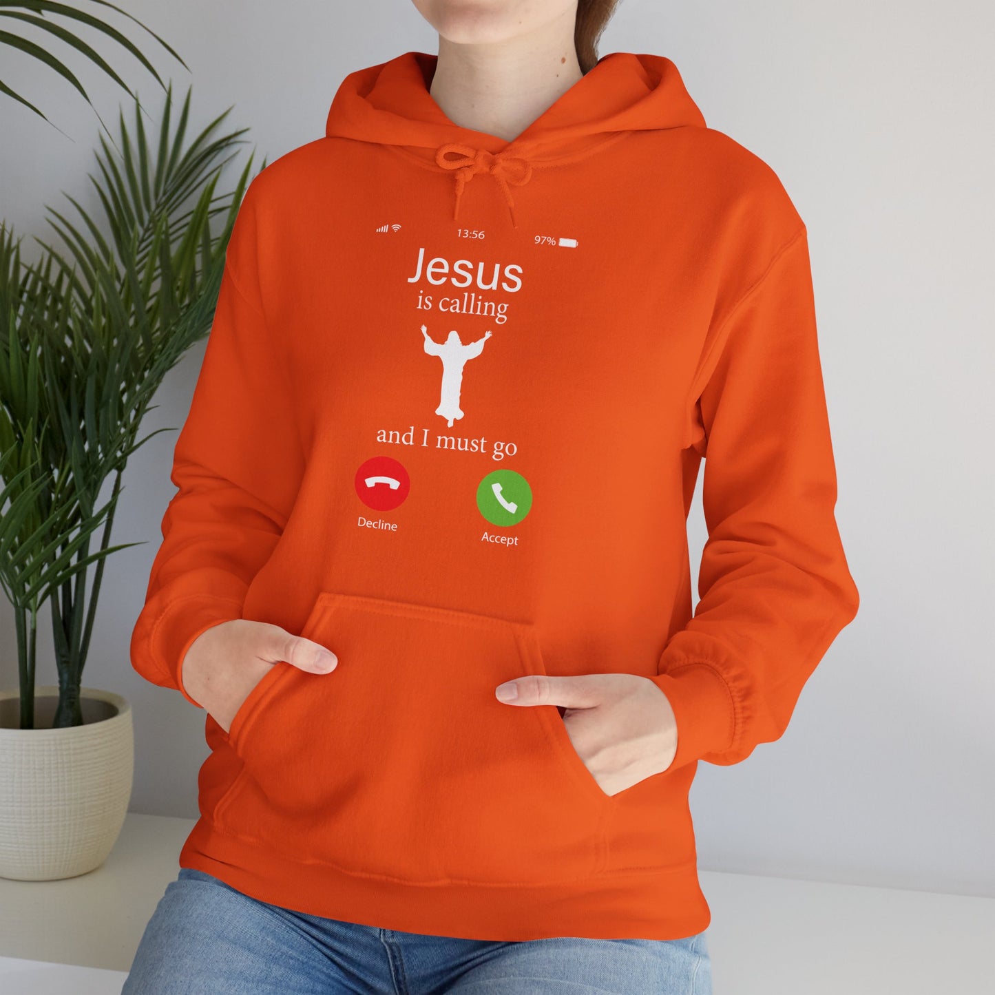 Jesus Is Calling And I Must Go Bible Emergency Numbers Funny  Unisex Christian Hooded Pullover Sweatshirt