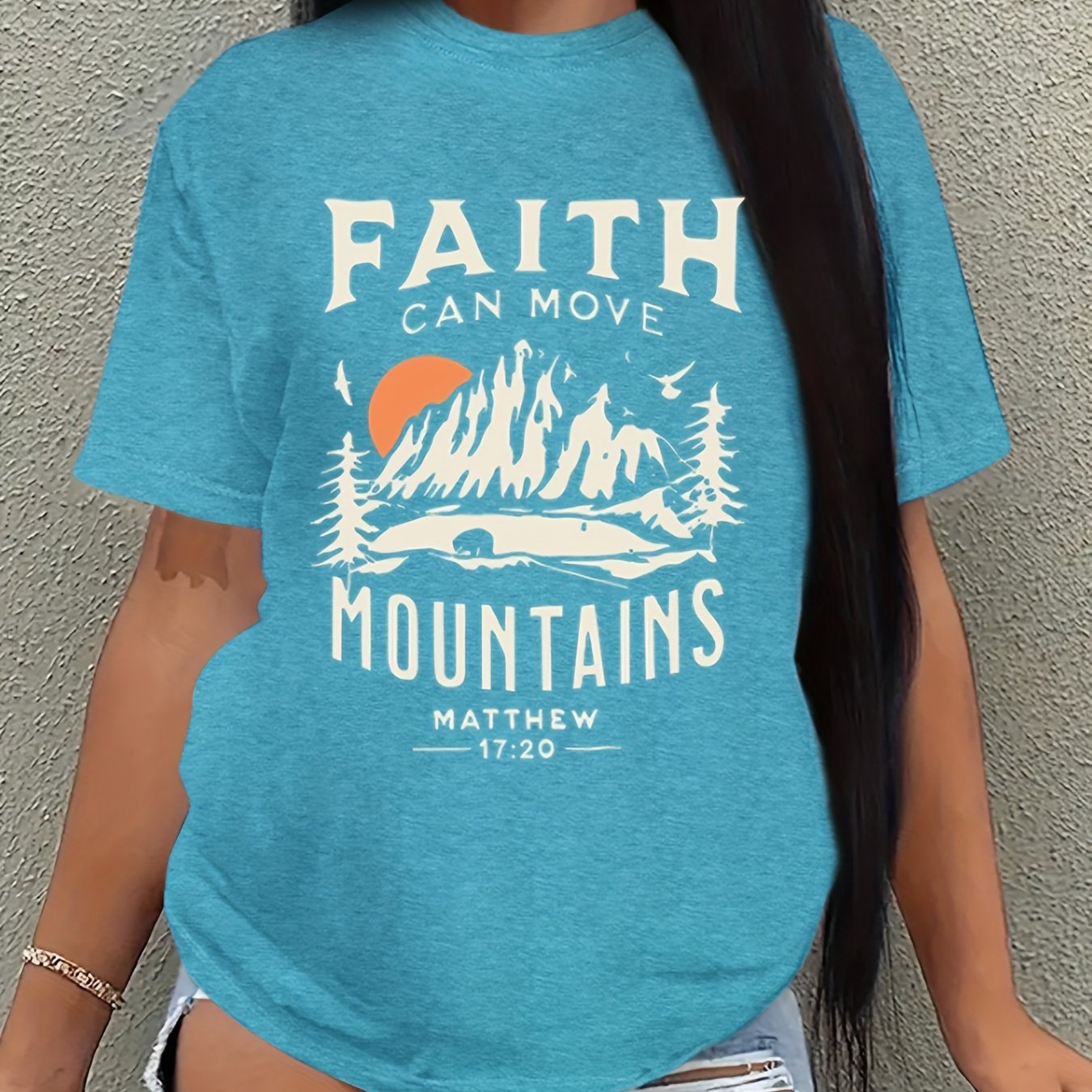 Faith Can Move Mountains Plus Size Women's Christian Casual Outfit claimedbygoddesigns