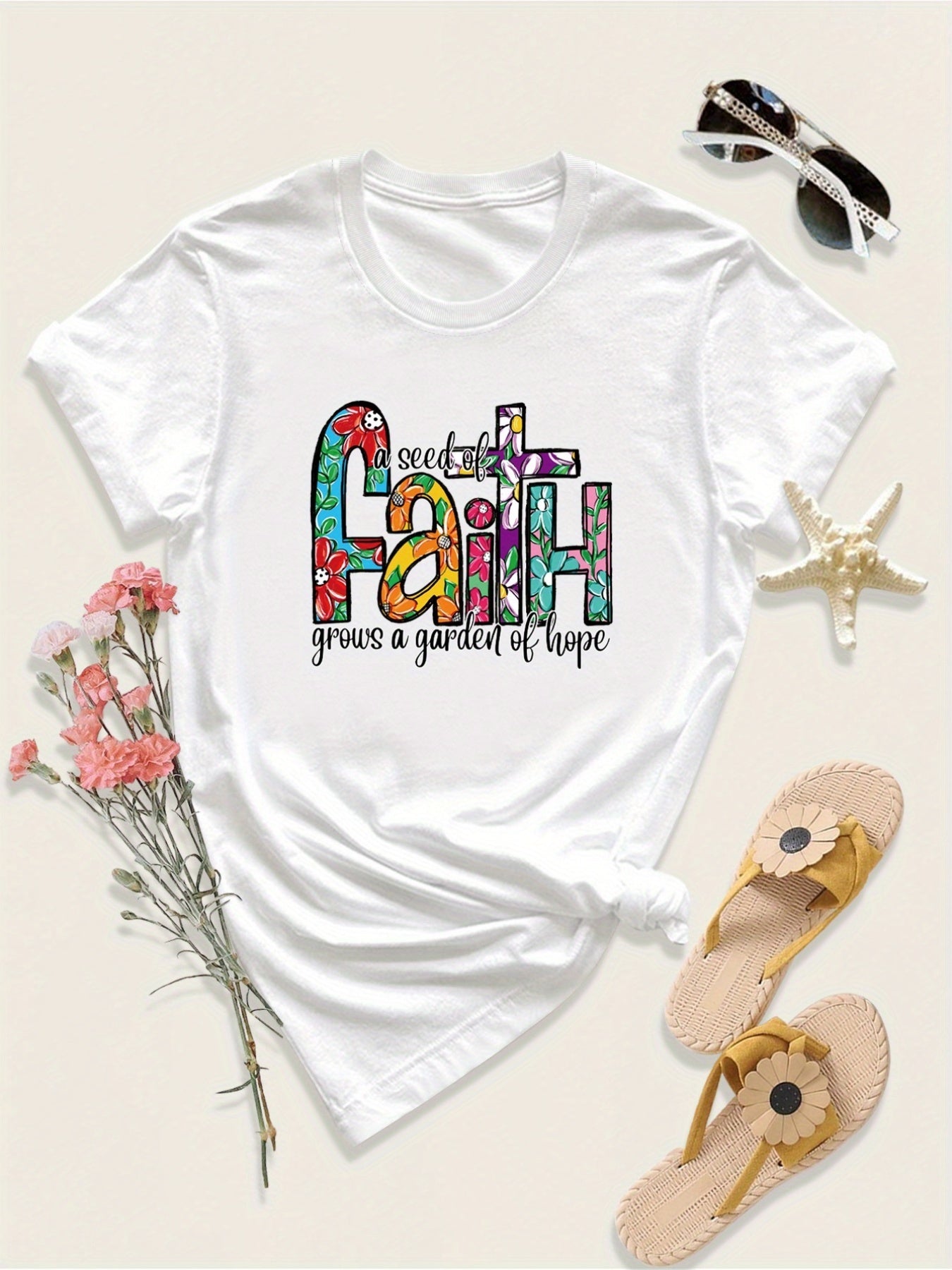 A Seed Of Faith Grows A Garden Of Hope Women's Christian T-Shirt claimedbygoddesigns