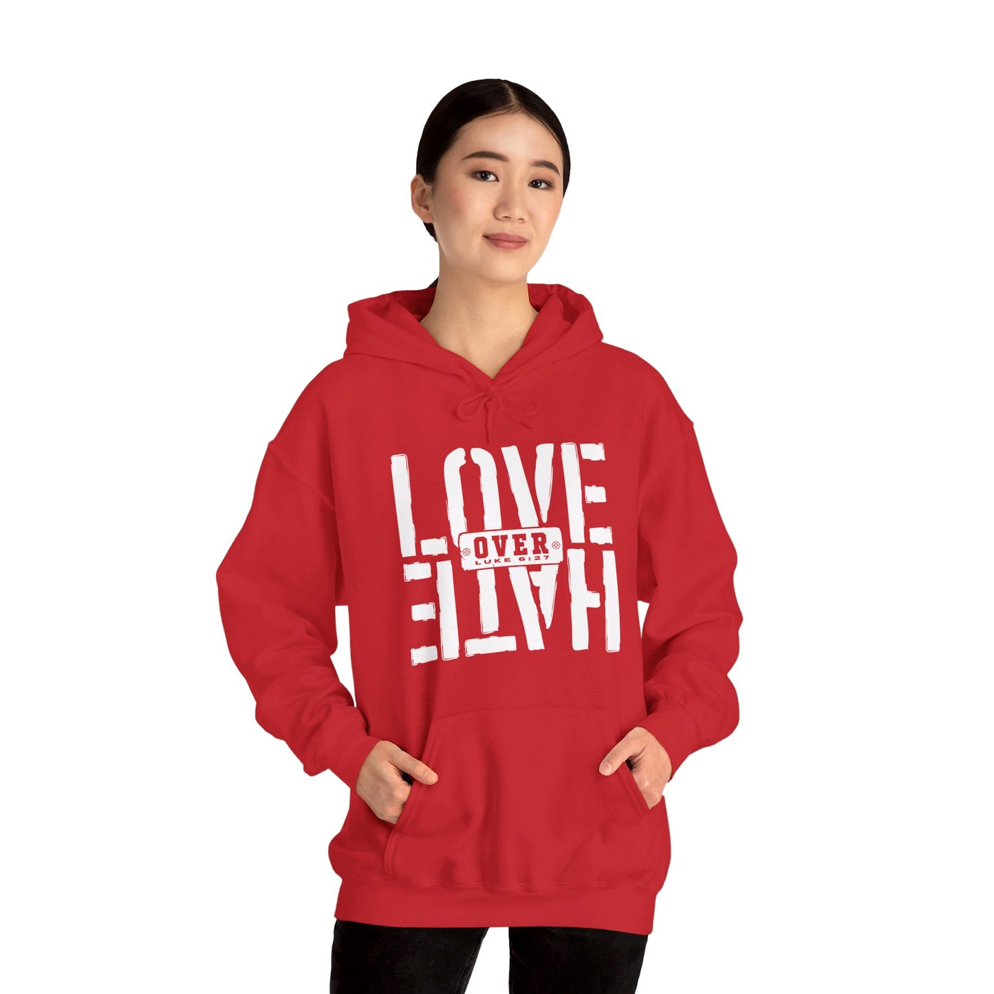 Love Over Hate Unisex Christian Pullover Hooded Sweatshirt