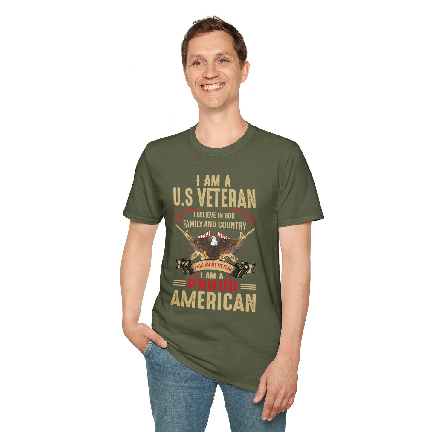 I Am A US Veteran I Believe In God Family And Country I Am A Proud American Patriotic Christian Unisex T-shirt