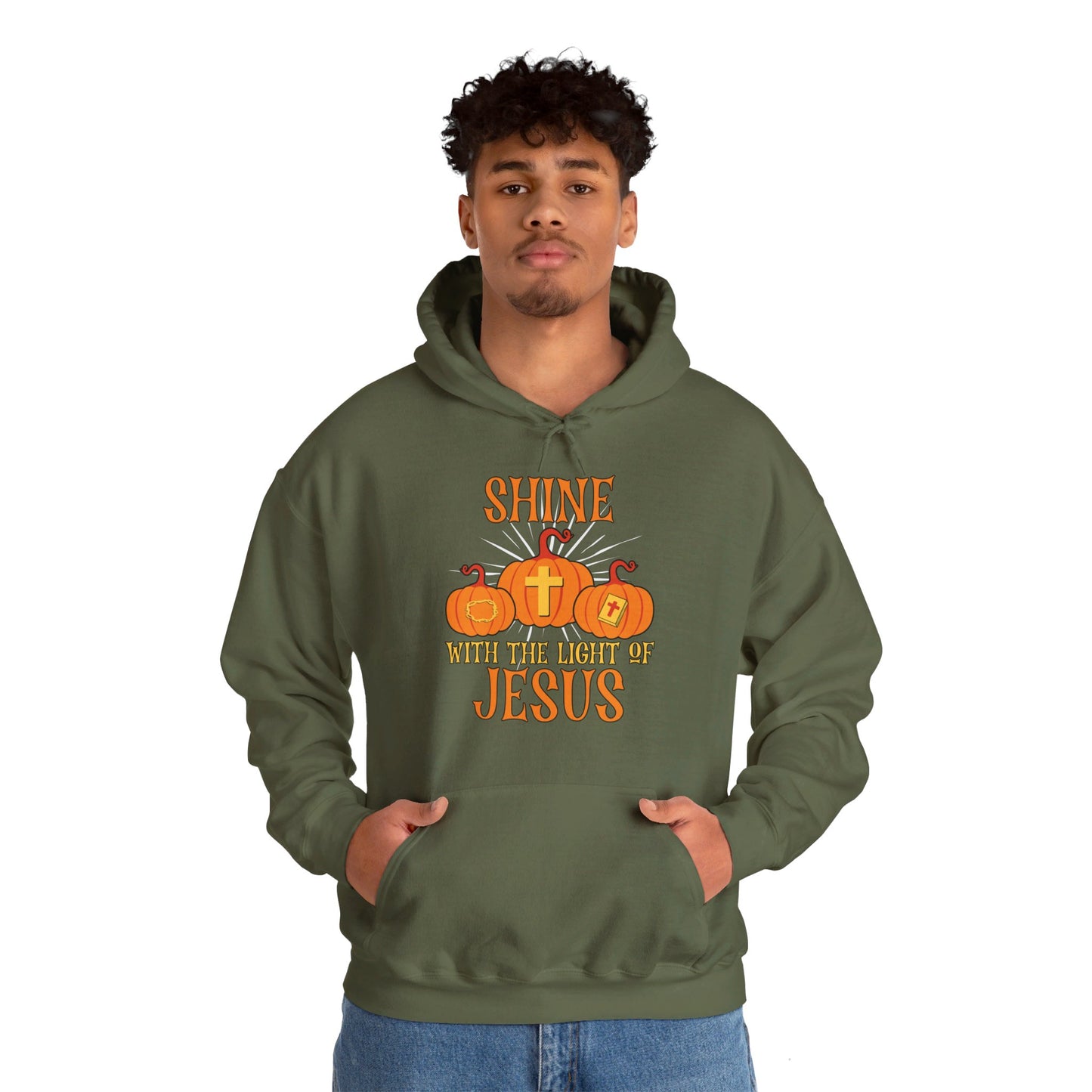 Shine With The Light Of Jesus Halloween Unisex Christian Pullover Hooded Sweatshirt