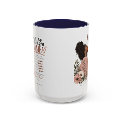 Called By Name Christian coffee mug with floral portrait, Isaiah 43:1 gift for her