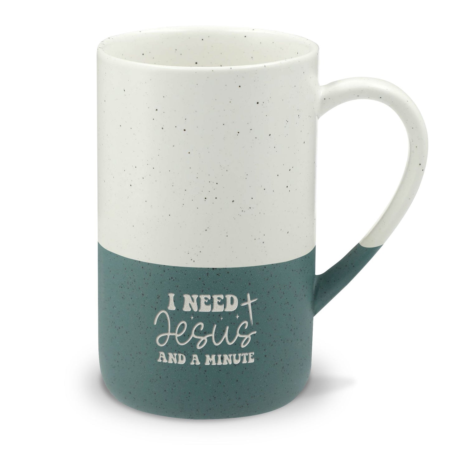 Speckled Christian Ceramic Mug — "I Need Jesus and a Minute" Inspirational 13 oz Coffee Cup