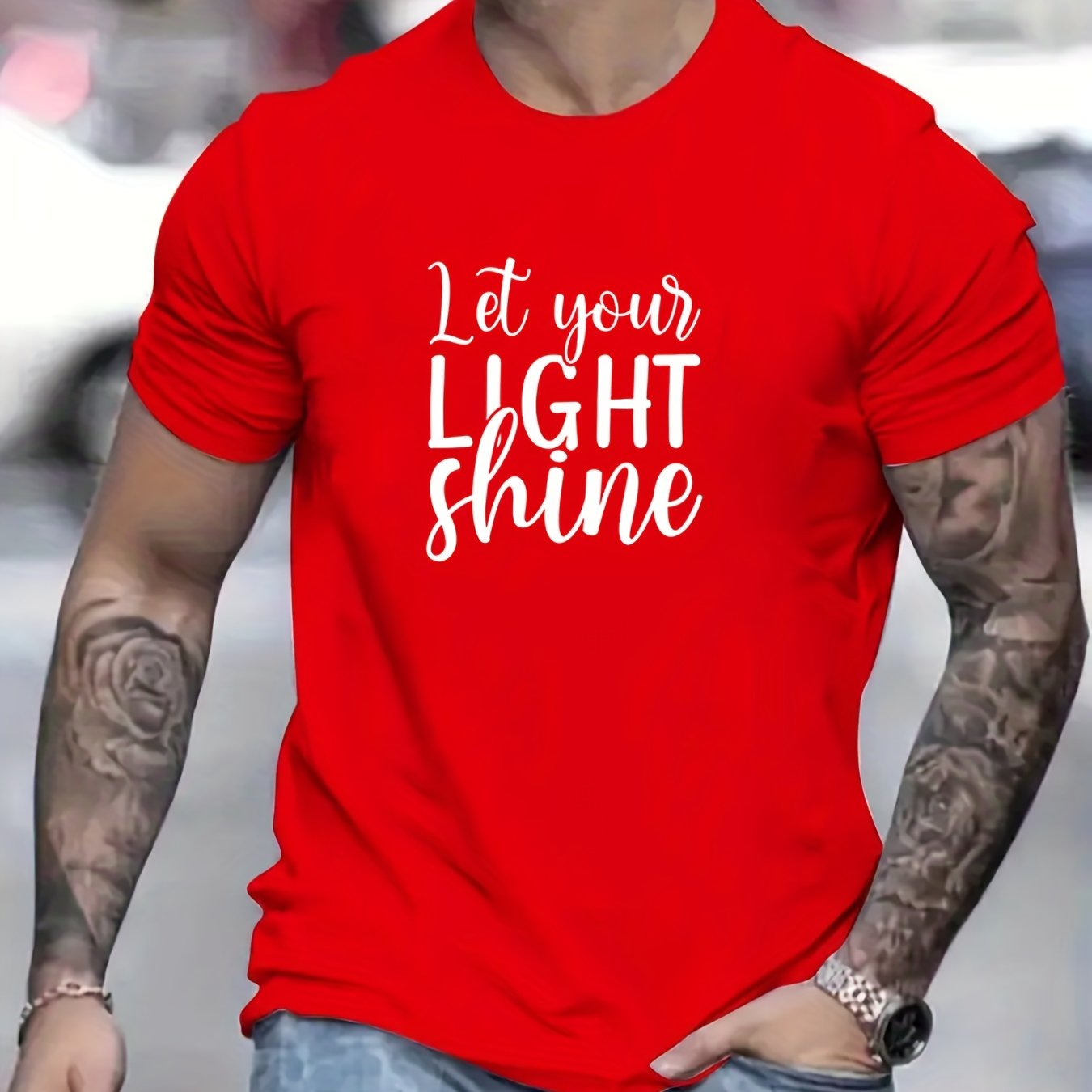 Let Your Light Shine Men's Christian T-shirt claimedbygoddesigns