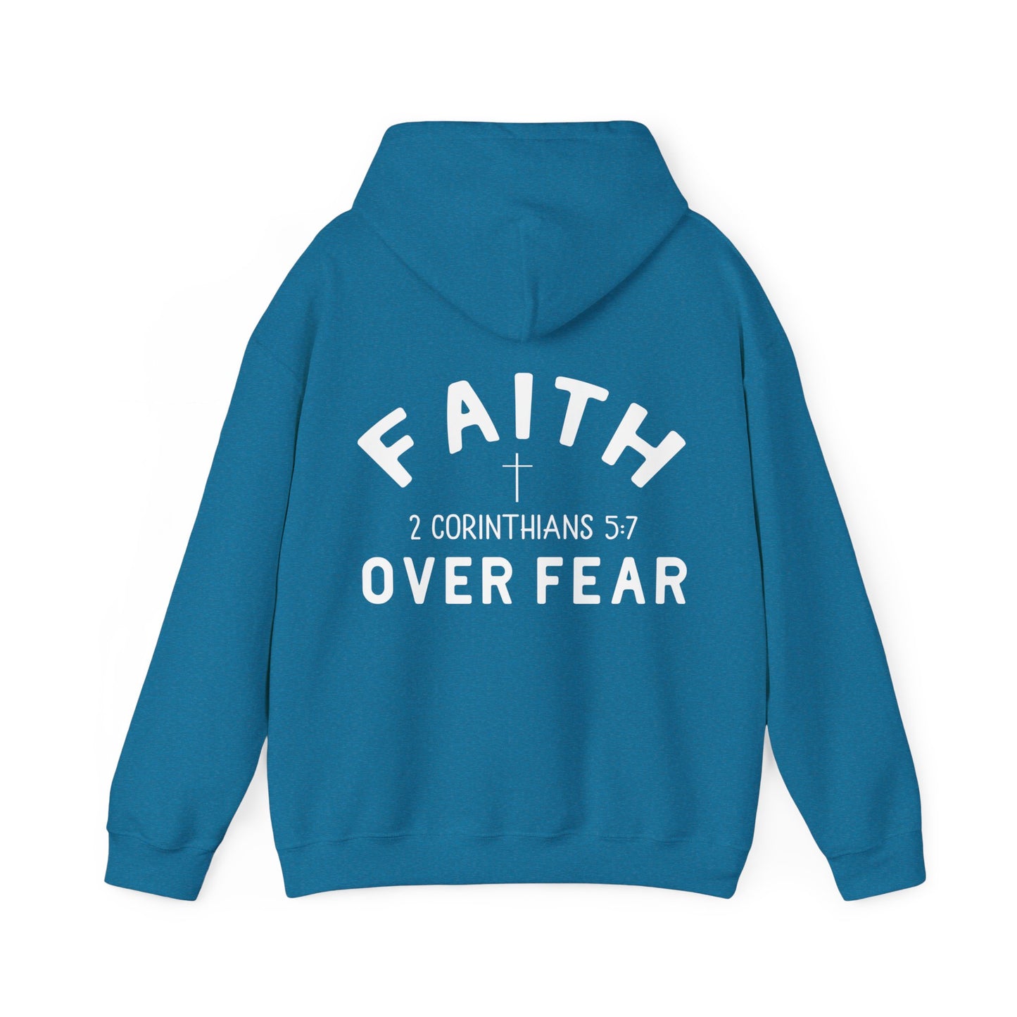 Faith Over Fear 3 Crosses  Unisex Christian Hooded Pullover Sweatshirt