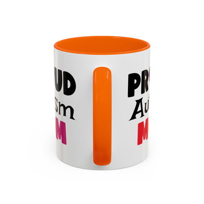 Proud Autism Mom Coffee Mug - Colorful Heart Design (11, 15oz)