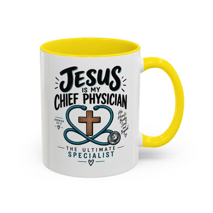 Jesus Is My Chief Physician Accent Coffee Mug – Christian Faith Medical Gift
