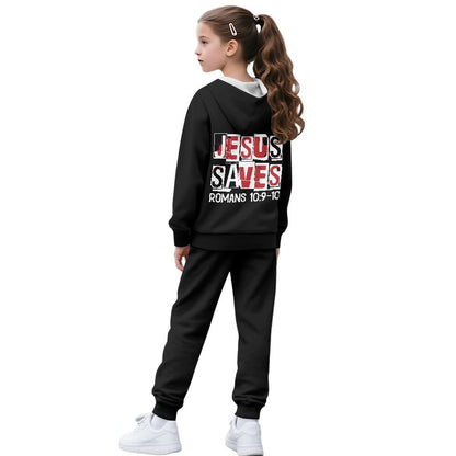He Saves Youth Christian Zippered Sportswear Outfit - ClaimedbyGodDesigns