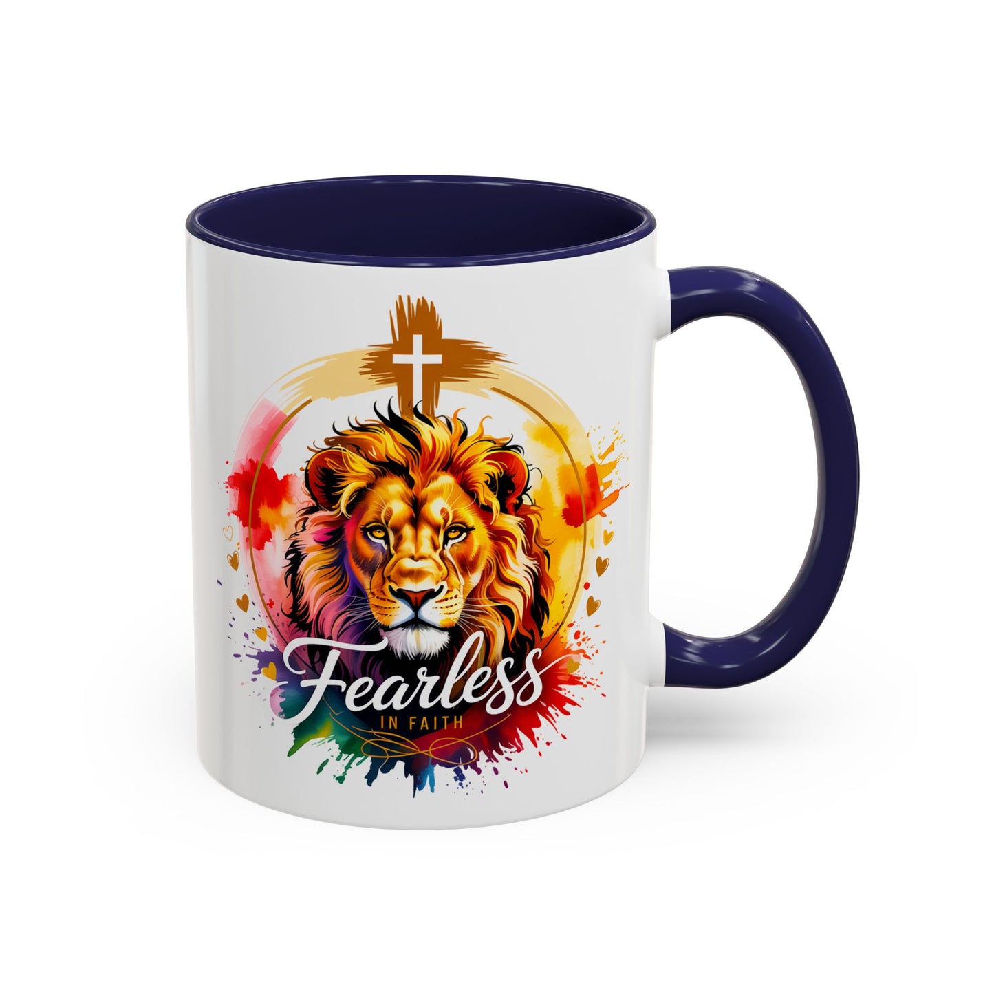 Fearless in Faith Lion Coffee Accent Mug - 11oz & 15oz Inspirational Drinkware