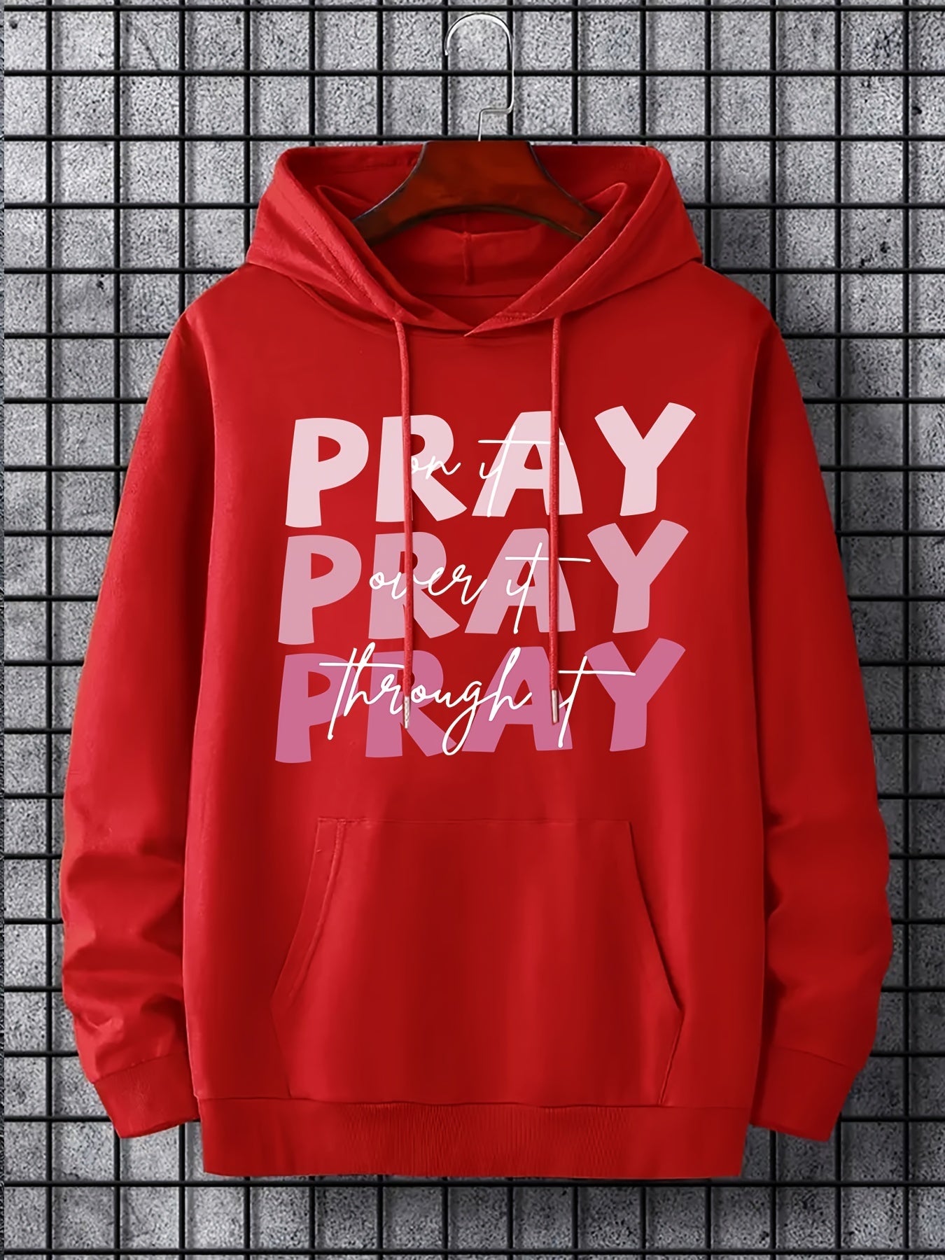 Pray On It Pray Over It Pray Through It Women's Christian Pullover Hooded Sweatshirt claimedbygoddesigns