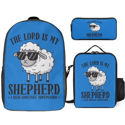 I Need Constant Supervision (boy) 3 Pcs Christian School Backpack Set for Kids (Backpack, Lunch Bag and Pencil Case)