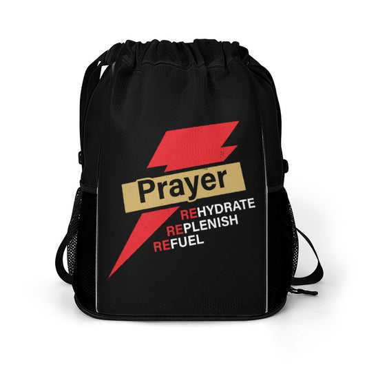 Prayer Rehydrate Replenish Refuel Christian Waffle Cloth Drawstring Bag SALE-Personal Design