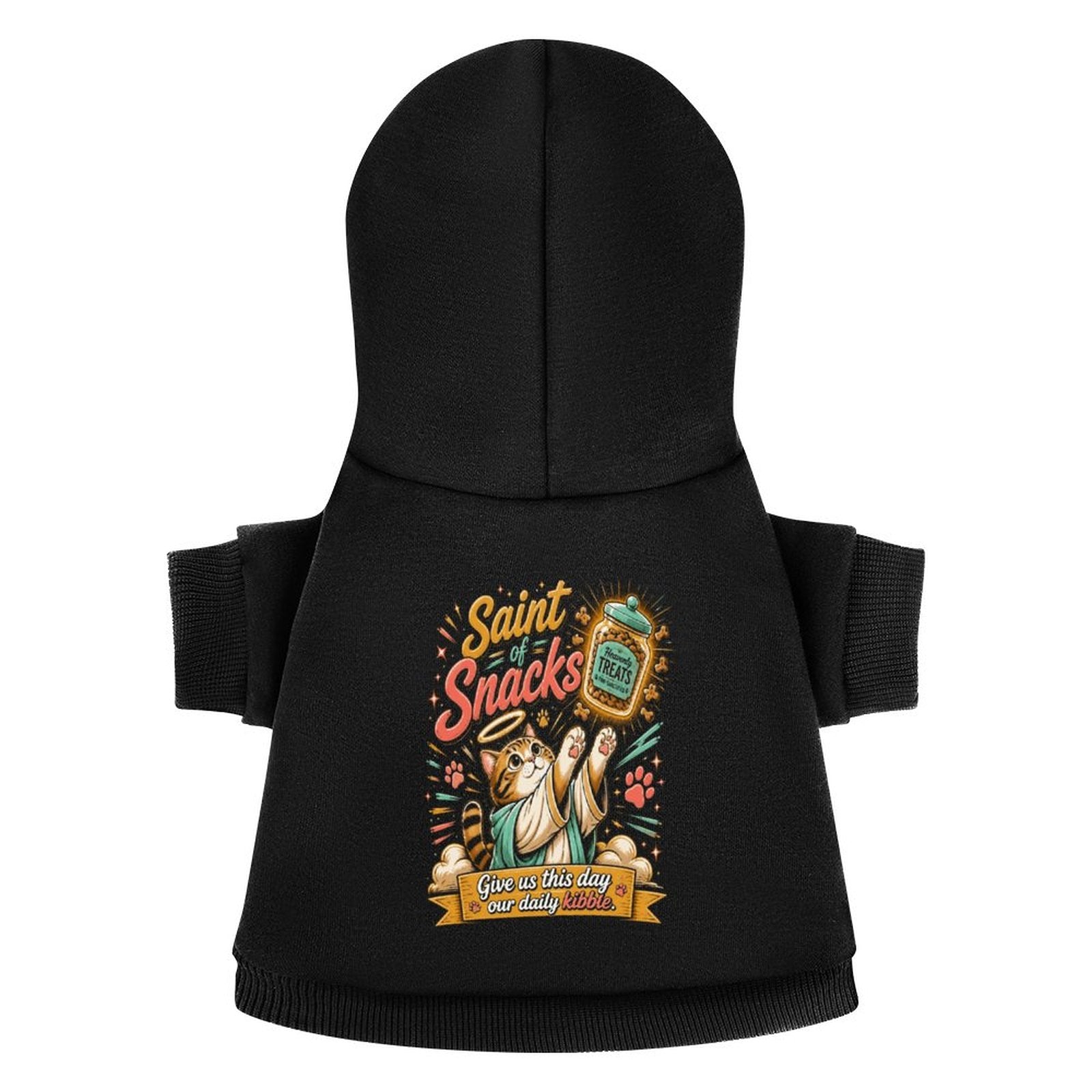 Saint Of Snacks Christian Pet Hooded Pullover Sweatshirt Cat Hoodie Warm, Soft & Breathable - ClaimedbyGodDesigns