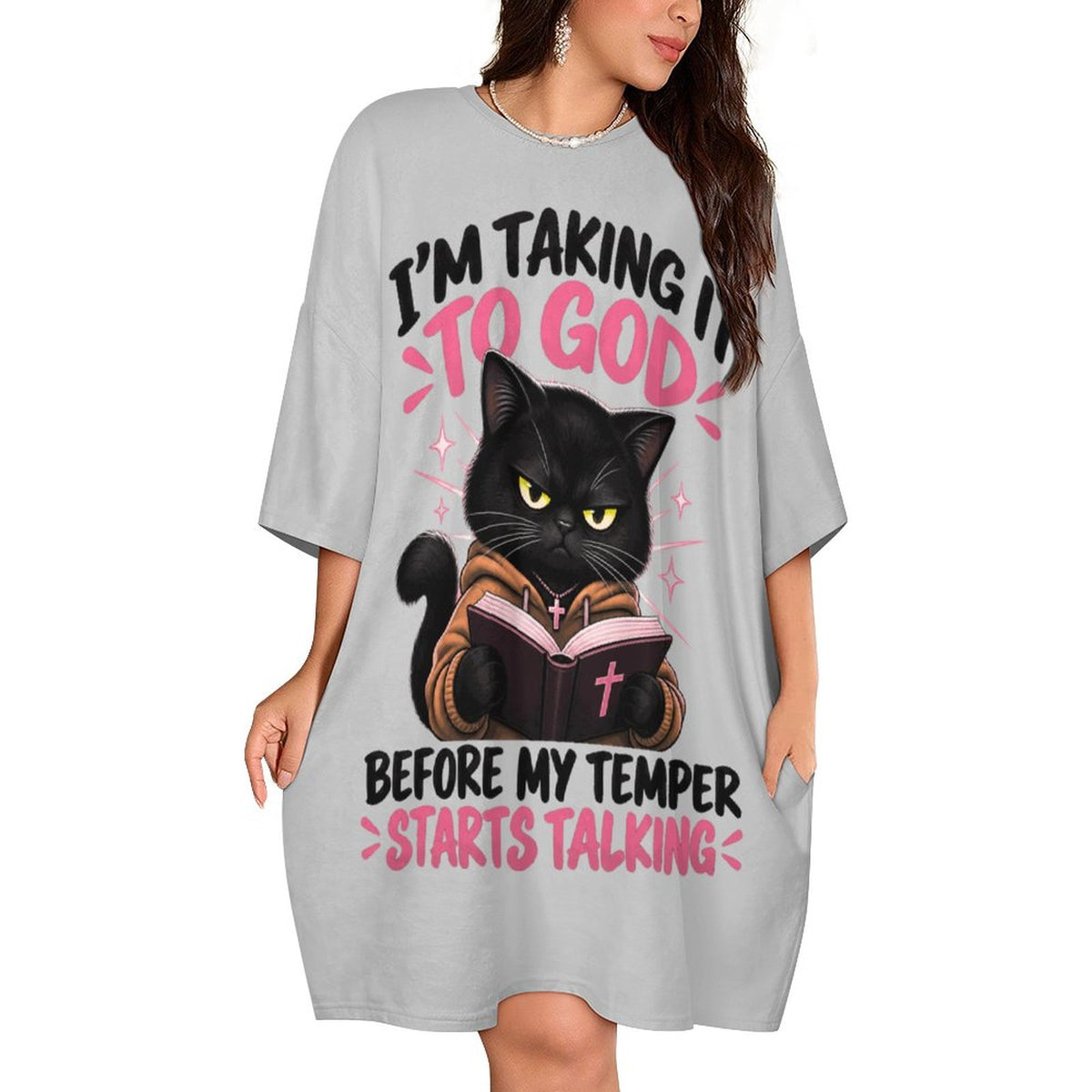 I'm Taking It To God Before My Temper Starts Talking Women's Christian One Size Flannel Nightdress