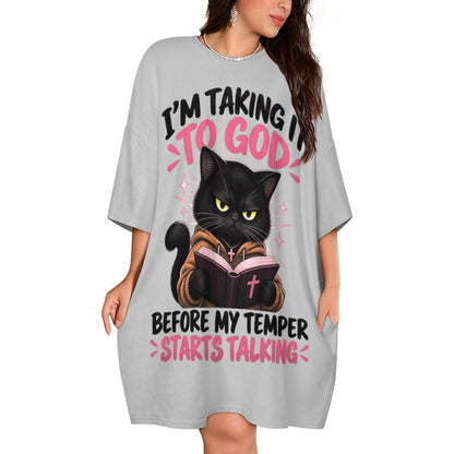 I'm Taking It To God Before My Temper Starts Talking Women's Christian One Size Flannel Nightdress