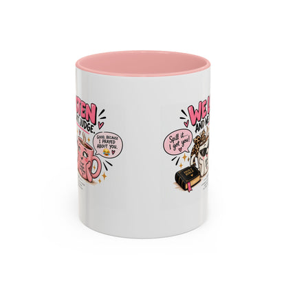 Coffee Mug — "We Listen and We Don't Judge" Inspirational Pink Ceramic Mug (11/15oz)