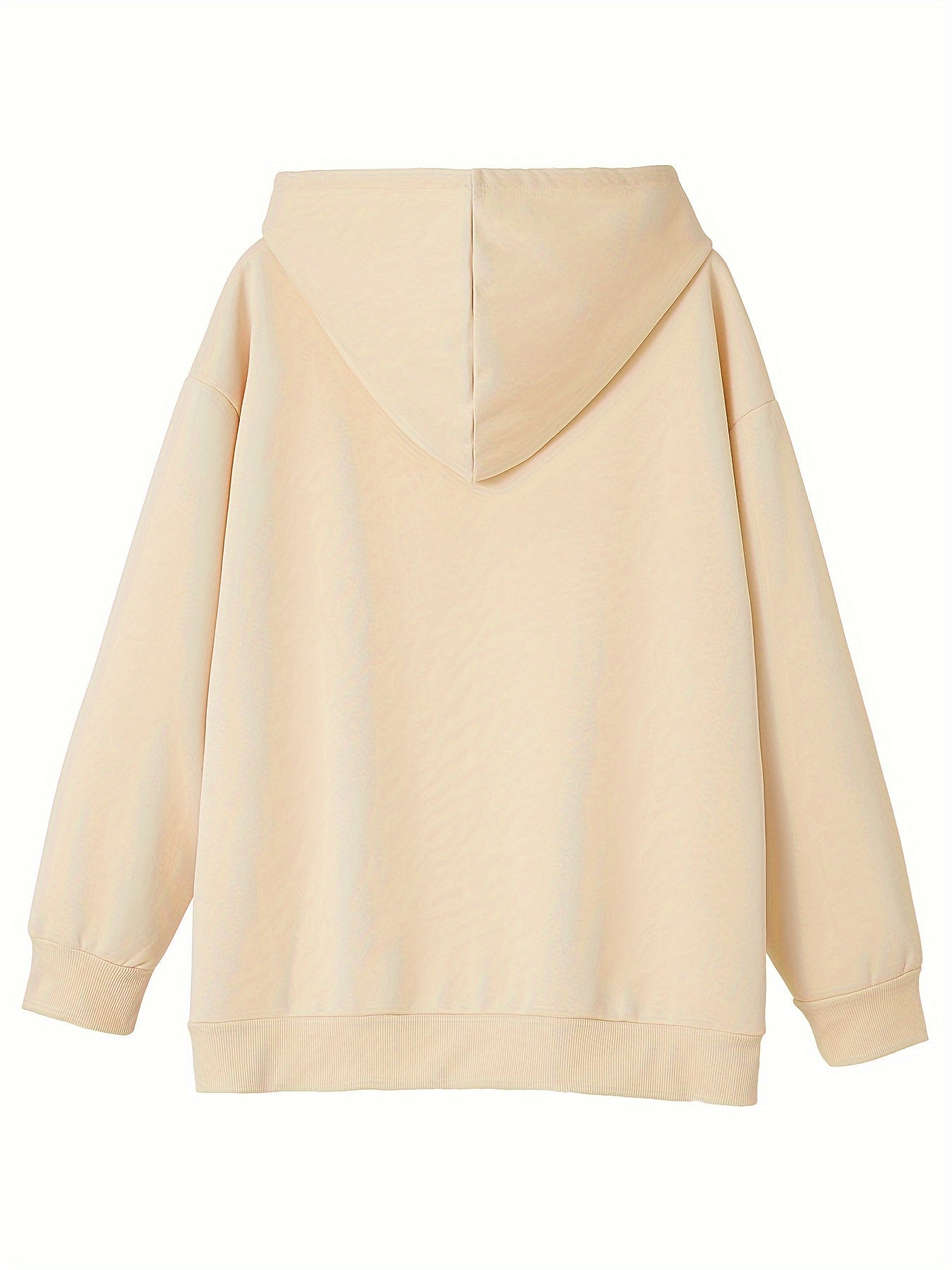 Plus Size Casual Sweatshirt, Women's Plus Slogan & Heart Print Fleece Liner Long Sleeve Drawstring Hooded Sweatshirt With Pockets claimedbygoddesigns