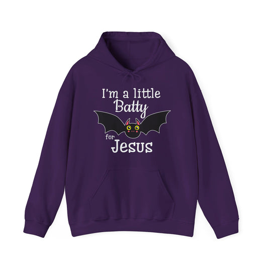 I'm A Little Batty For Jesus Halloween Unisex Christian Pullover Hooded Sweatshirt