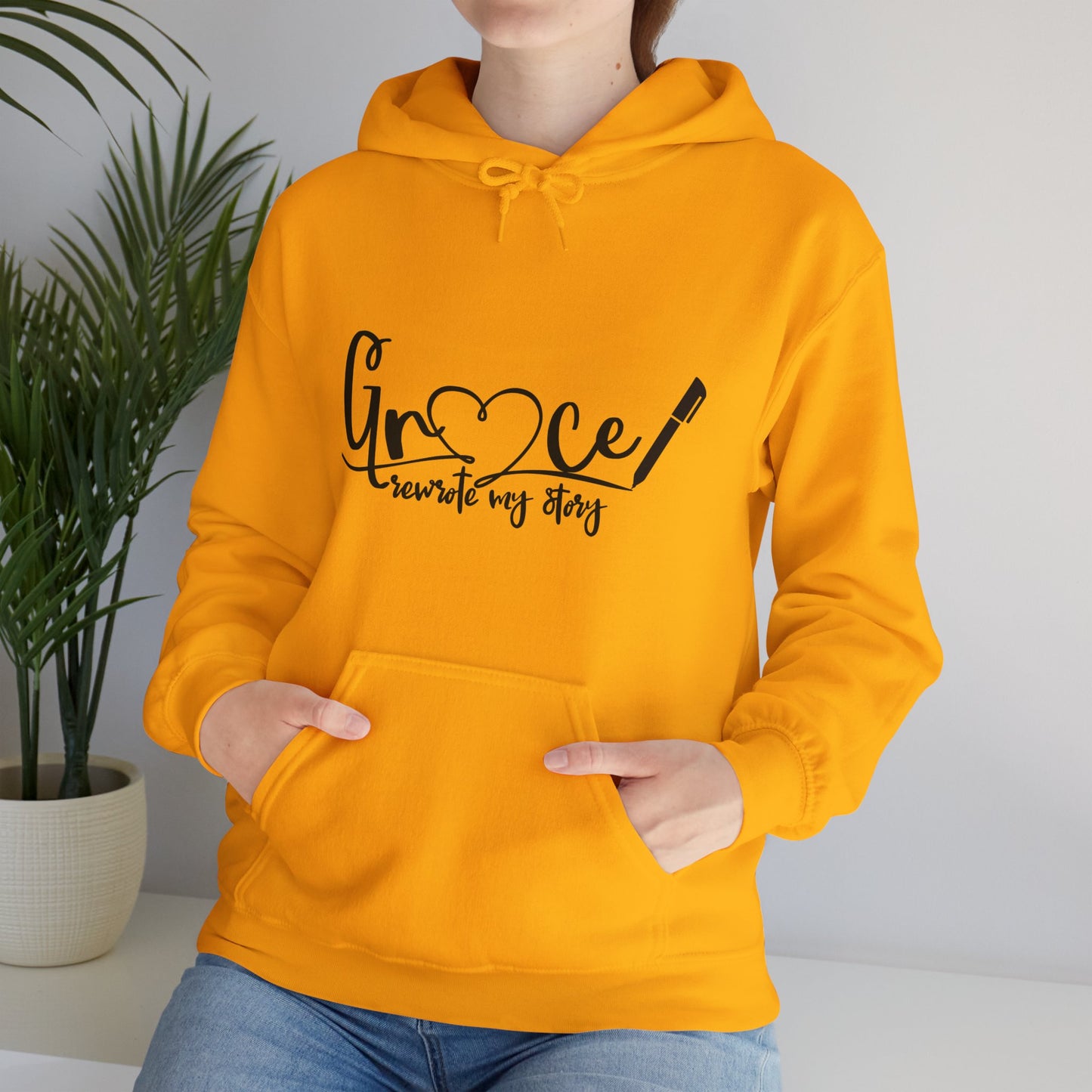 Grace Rewrote My Story Unisex Christian Pullover Hooded Sweatshirt