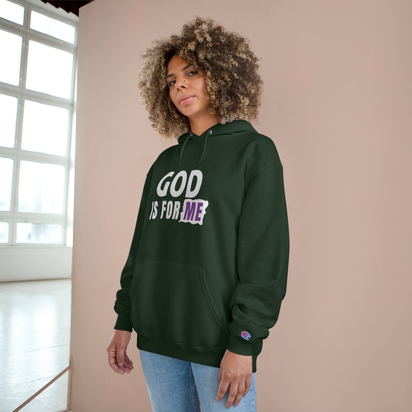 God Is For Me Christian Unisex Champion Hoodie Printify