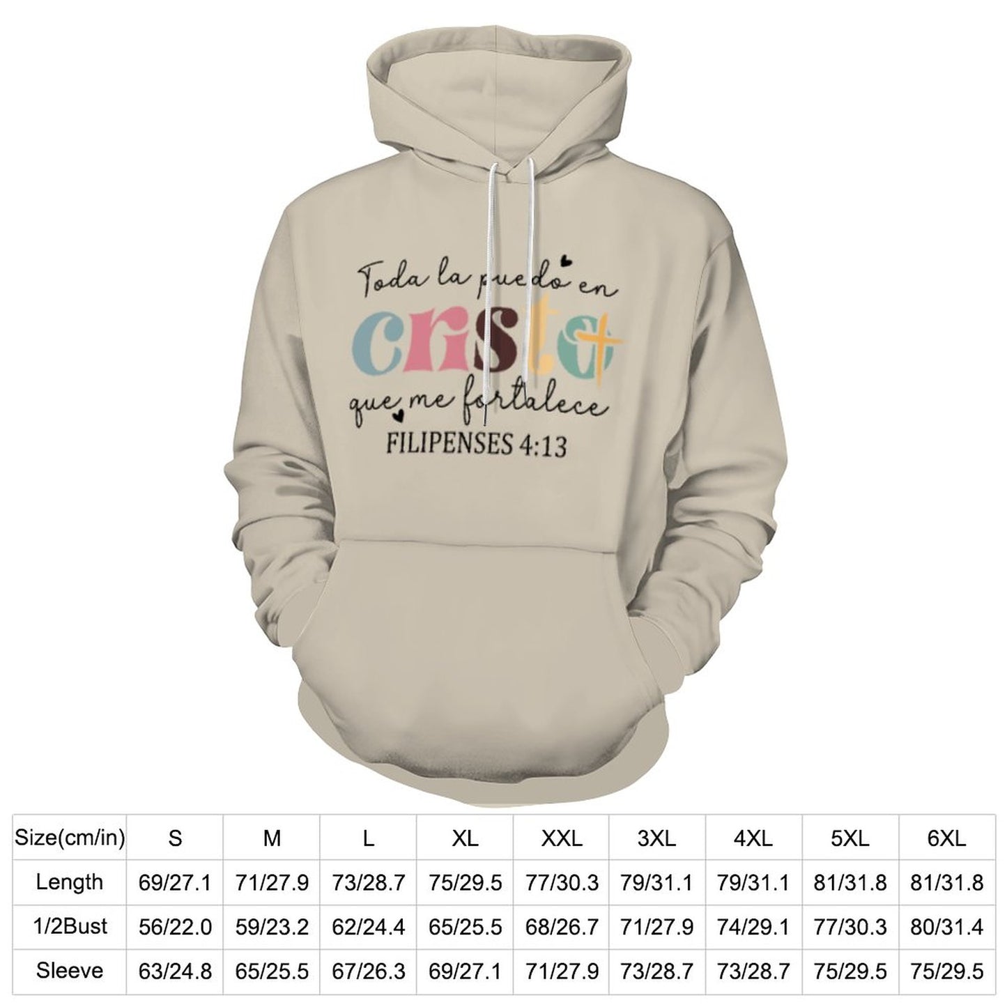 Todo La Puedo En Cristo Que Me Fortalece Spanish Women's Christian Hooded Pullover Sweatshirt