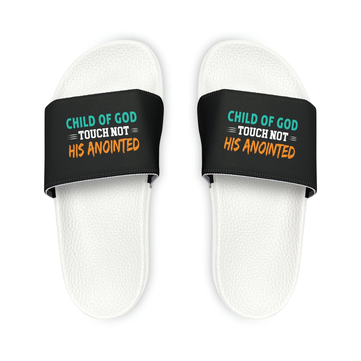 Child Of God Touch Not His Anointed Youth PU Christian Slide Sandals Printify