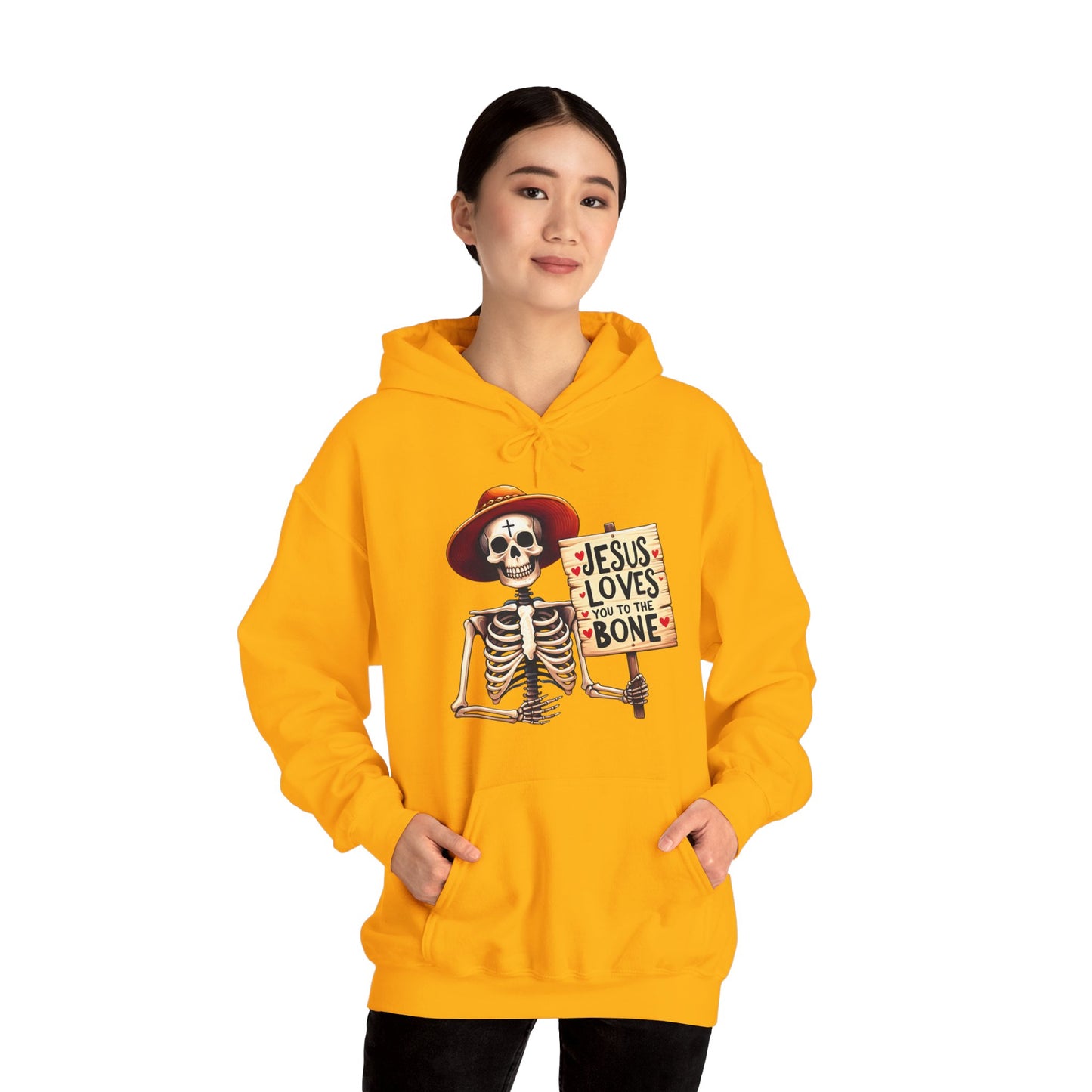 Jesus Loves You To The Bone (Halloween Themed) Unisex Christian Hooded Pullover Sweatshirt