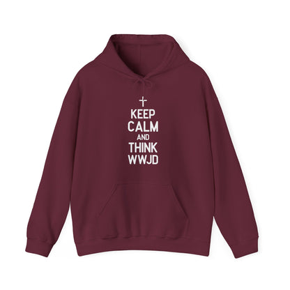 Keep Calm And Think What Would He Do (wwjd)Unisex Christian Hooded Pullover Sweatshirt