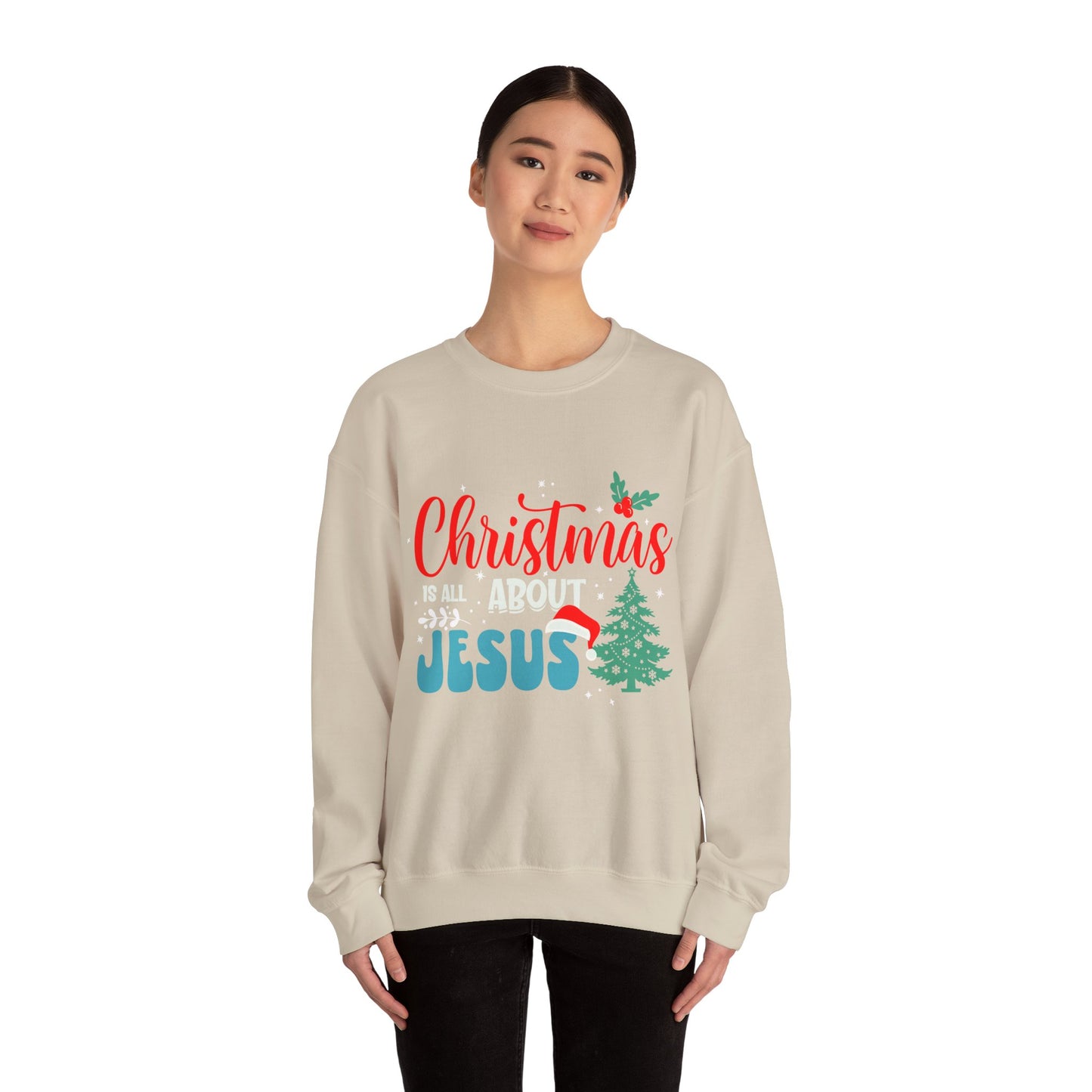 Christmas Is All About Jesus (Christmas Themed) Unisex Heavy Blend™ Crewneck Christian Sweatshirt