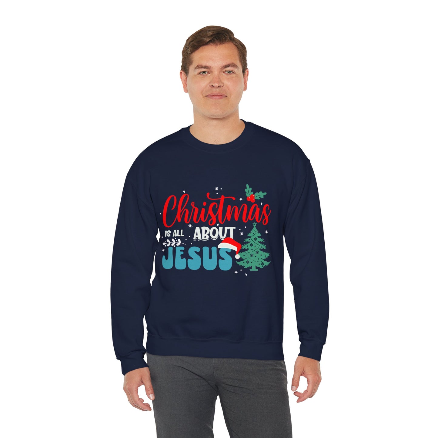 Christmas Is All About Jesus (Christmas Themed) Unisex Heavy Blend™ Crewneck Christian Sweatshirt