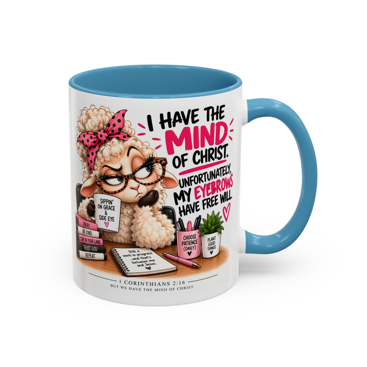 Christian Coffee Mug – "I Have the Mind of Christ" Funny Sheep Design (11/15 oz)