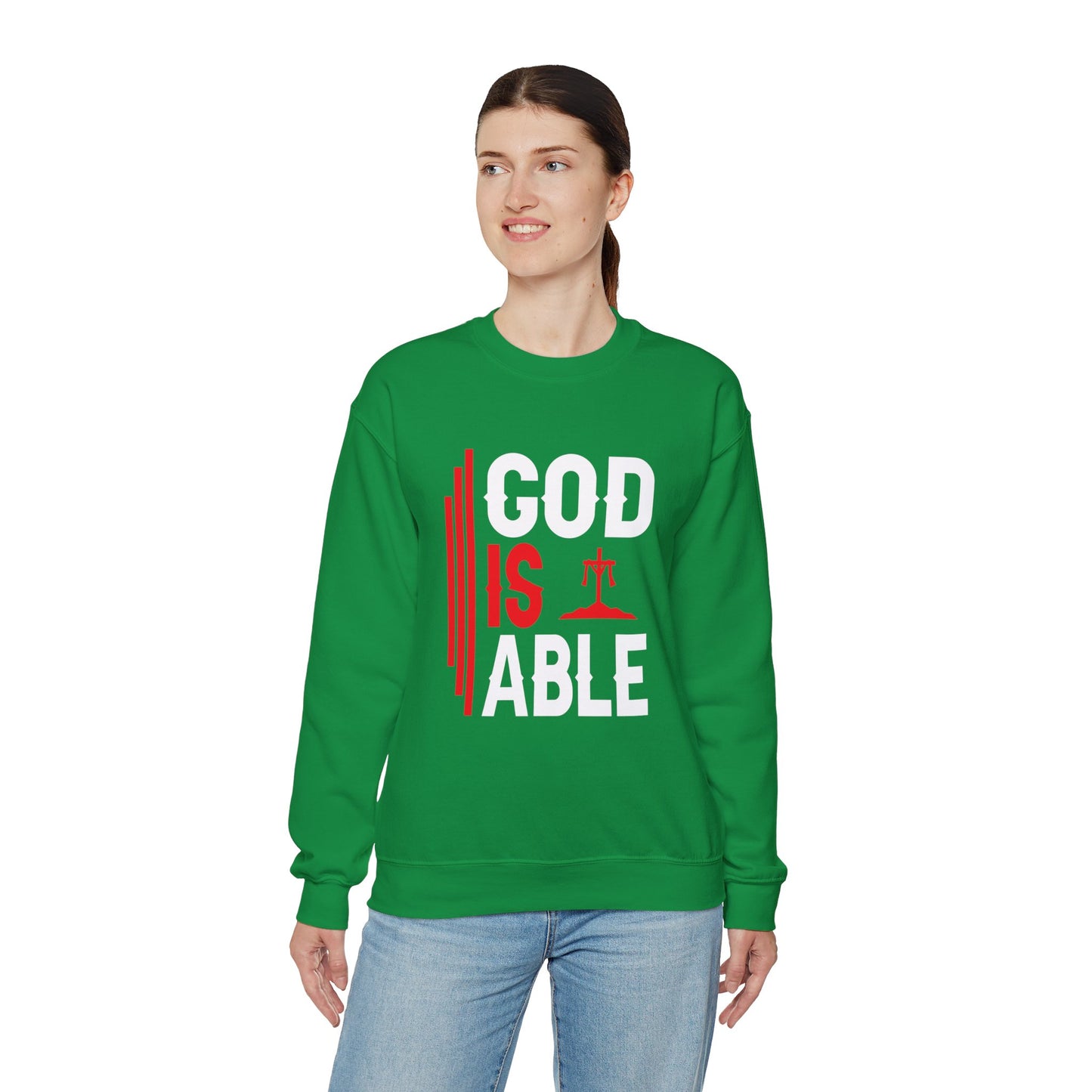 God Is Able  Unisex Heavy Blend™ Crewneck Christian Sweatshirt