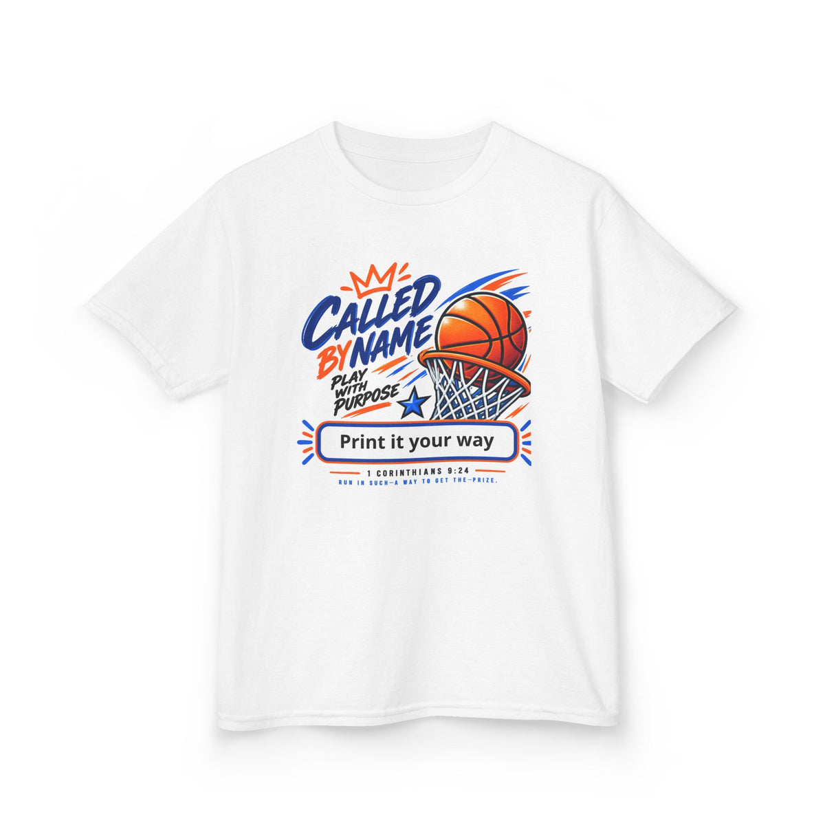 Youth Basketball T-Shirt — "Called By Name" Hoop Graphic
