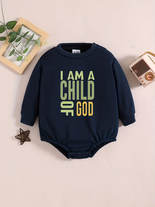 I AM A CHILD OF GOD Long Sleeve Christian Baby Onesie claimedbygoddesigns