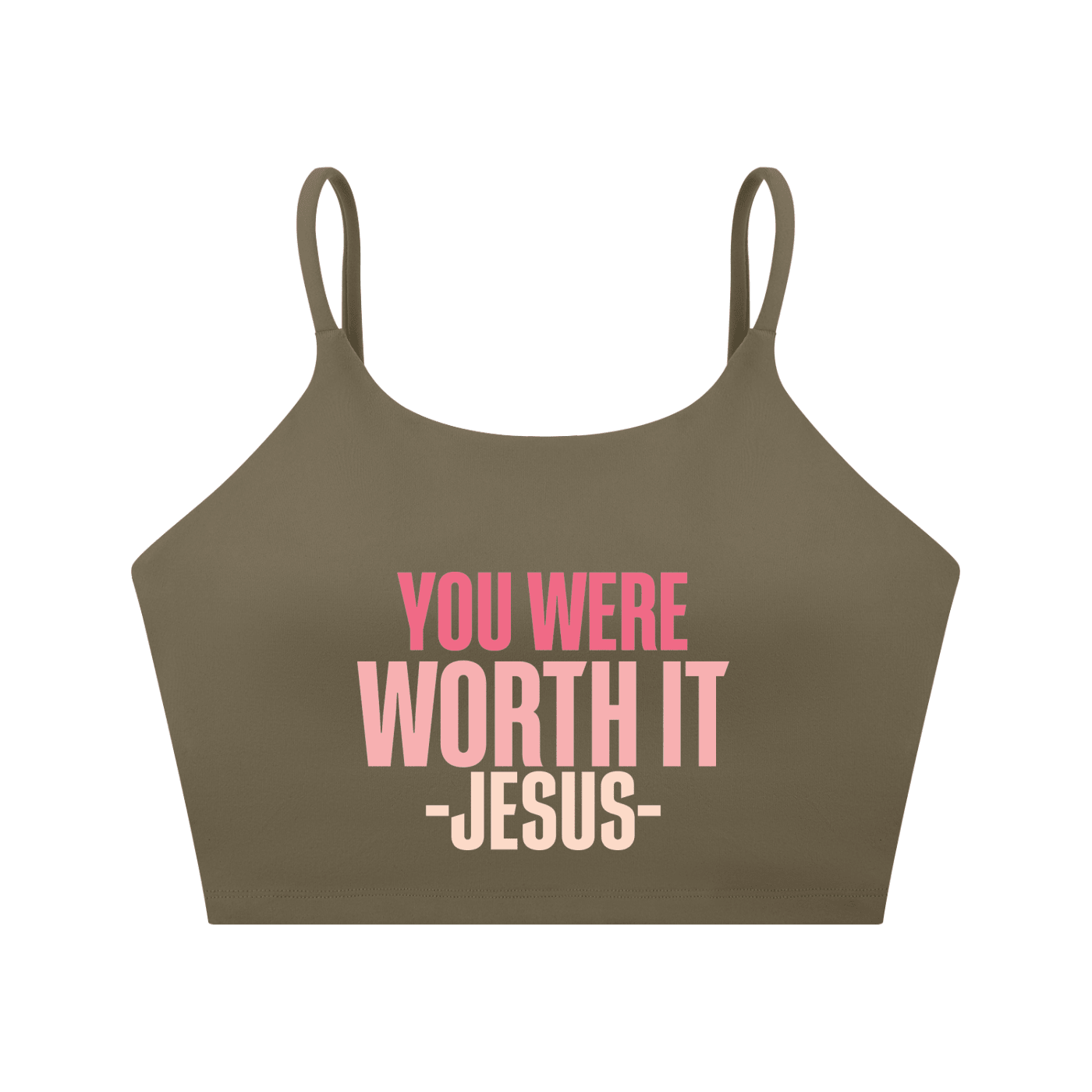 You Were Worth It Women's Christian Spaghetti Strap Yoga Sports Bra - ClaimedbyGodDesigns