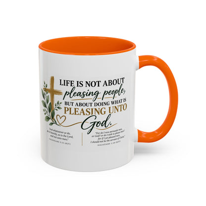 Christian Coffee Mug – "Pleasing Unto God" Inspirational Accent Mug (11/15oz)