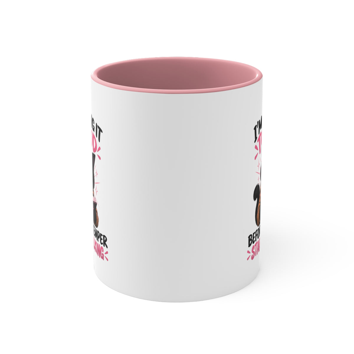I'm Taking It To God Before My Temper Starts Talking Cat Mug — Funny Faith & Cat Lover Coffee Cup (11oz Accent)