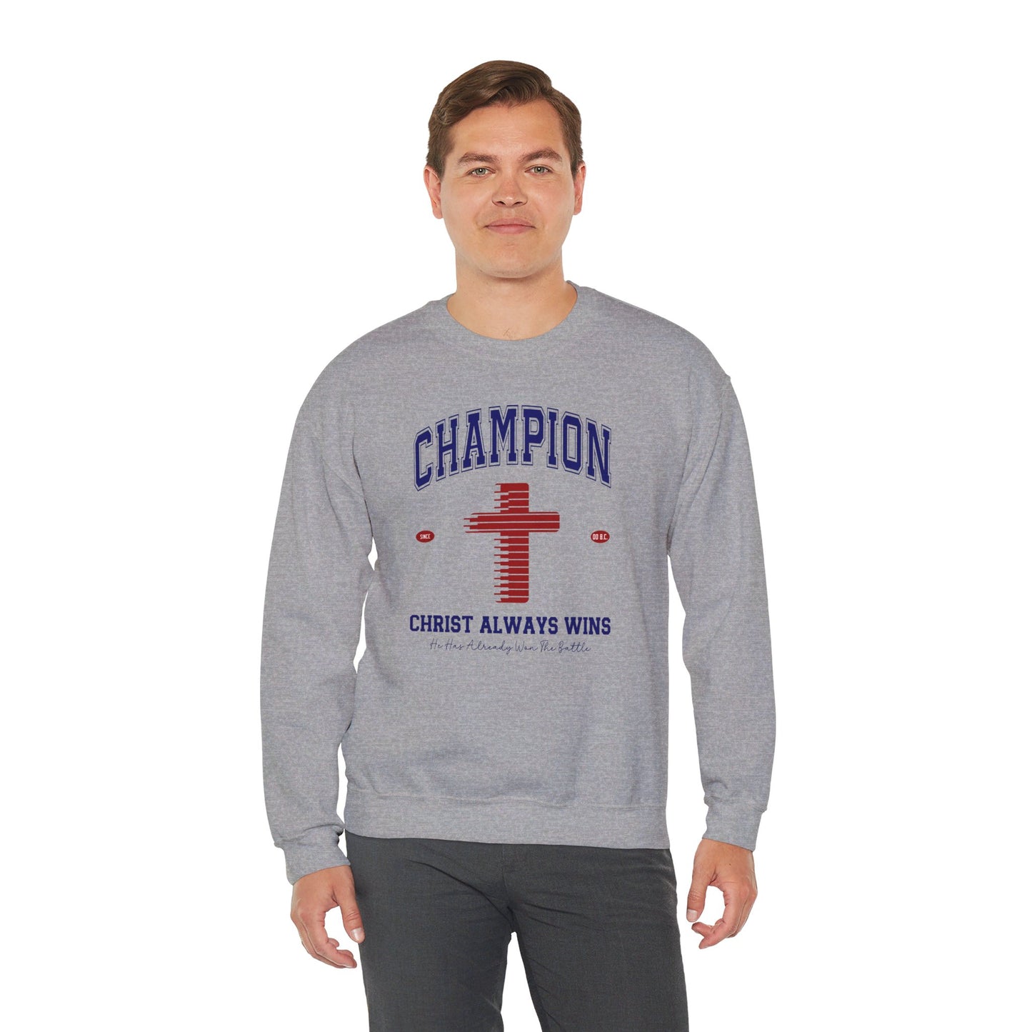 Champion Christ Always Wins Unisex Heavy Blend™ Crewneck Christian Sweatshirt