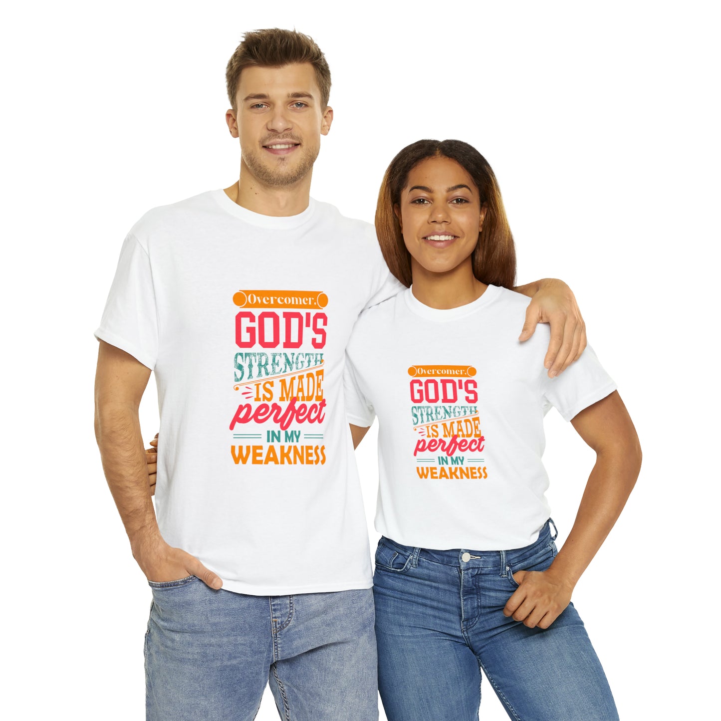 Overcomer God's Strength Is Made Perfect In My Weakness Unisex Heavy Cotton Tee